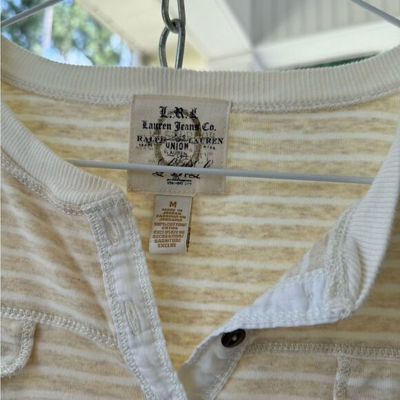 Ralph Lauren Jean Co.  Striped Beige Short Sleeve Top - M - Great Condition - Picture 5 of 7